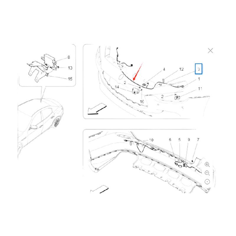 A03E-NEW Front Bumper Radar Harness Connector Parking Sensor Cable For Maserati Ghibli 2014-2017 670004438