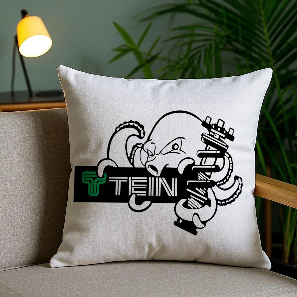 Logo T-Tein Cushion Cover Plush Fabric Soft Double-Sided Printed Invisible Zipper Sofa Pillow Case Home Decor