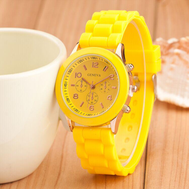 Geneva Three-Eye Silicone Watch: Fashionable Style for Ladies