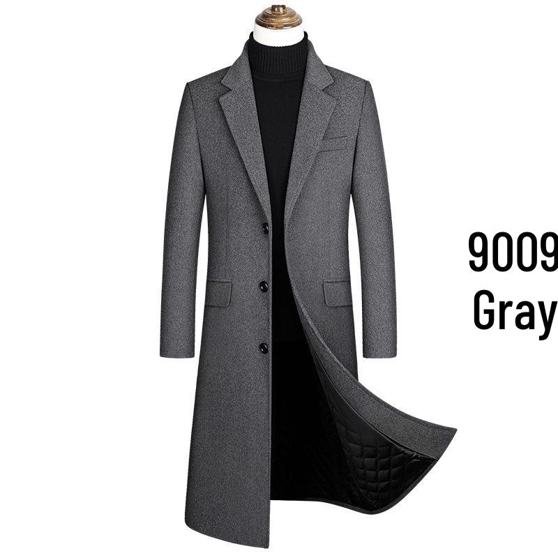

European Plus Size Long Wool-Blend Lapel Coat for Men Asia XXXXL-195 (128cm)
