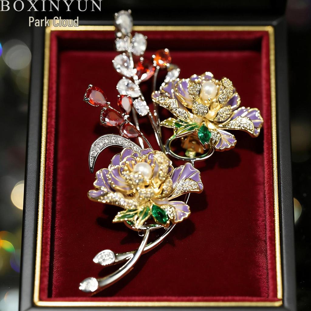 Bo Xin Yun Elegant Floral Brooch & Earring Clip - Unique, Colorful, Dual-Use Jewelry Gift