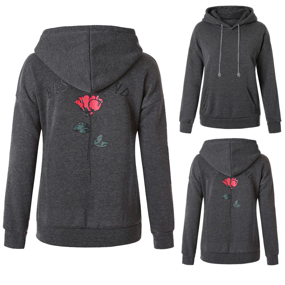 Womens Best Friend Long Sleeve Hoodie Sweatshirt Hooded Pullover Tops Blouse