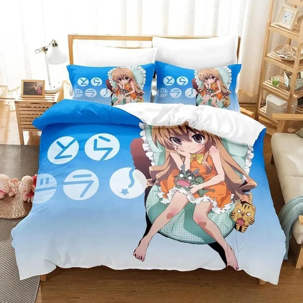 Toradora Bedding Set Single Twin Full Queen King Size Bed Set Adult Kid Bedroom Duvet Cover Sets 3D Print Anime Bed Sheet Set