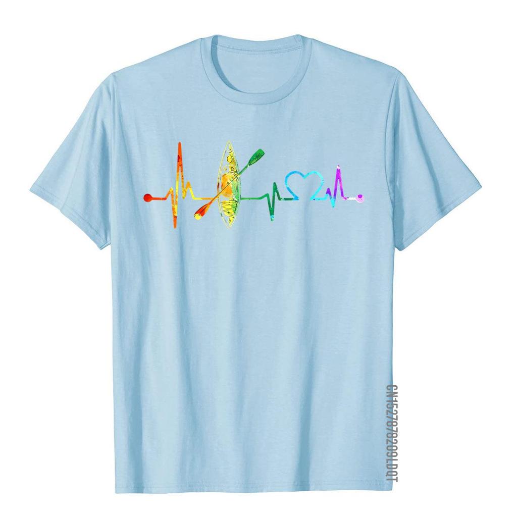 Kayaking Lover My Heartbeat Is A Kayak Vintage Color TShirt Printed On Tops  Tees Cotton Male T Shirt Simple Style On Sale