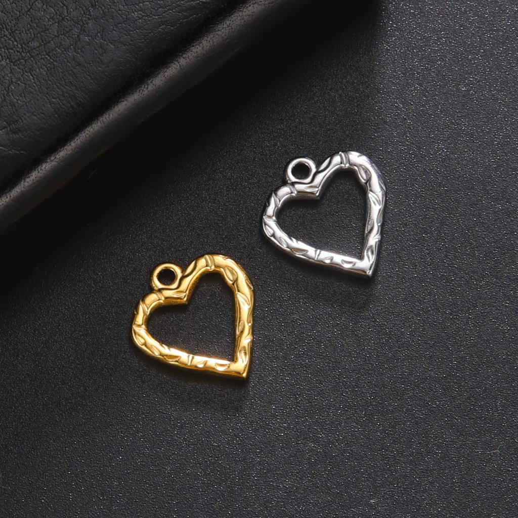 Teamer 5pcs/lot Love Heart Pendant Charms for Jewelry Making Stainless Steel Charms DIY Necklace Bracelet Accessories Supplies