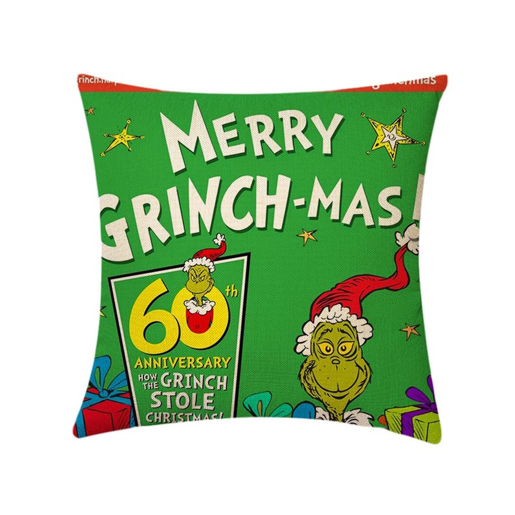 Christmas Happy Throw Pillow Cover, 18 X 18 Inch, Winter Holiday Cushion Cover Sofa Decor