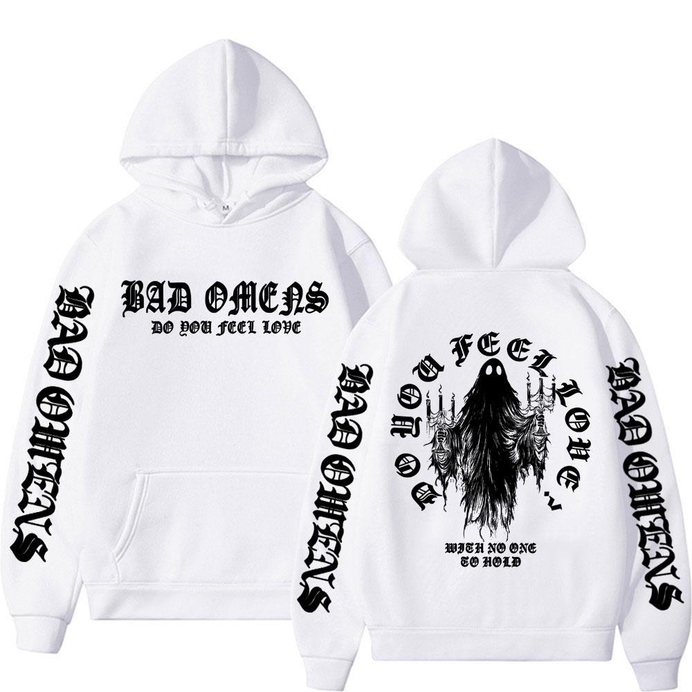 Bad Omens Do You Feel Love Geisterprint Kapuzenpullover Herren Damen Mode Gothic Freizeit Bodywarmer Mit Kapuze Hohe Qualität Fleece Sweatshirts