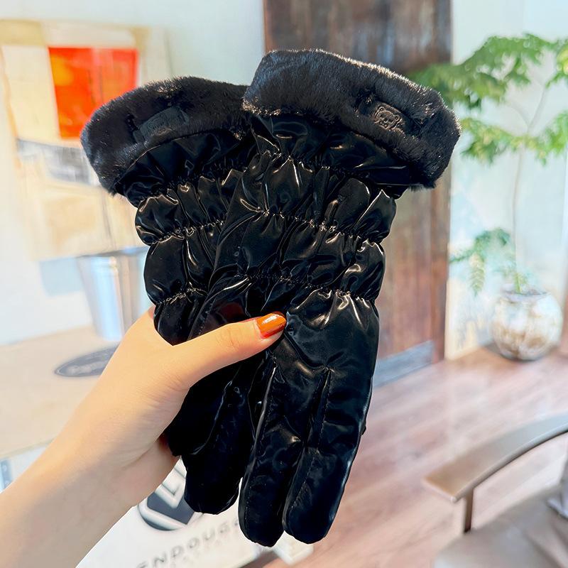 Student women's down cotton thickened cold-proof cute gloves women's season warm