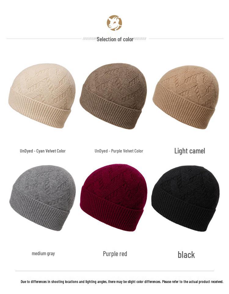 Unisex 100% Pure Goat Cashmere Hat: Warm, Fashionable, and Versatile Knit for Autumn and Winter