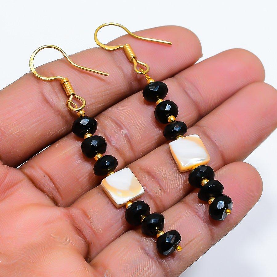 

Black Onyx Gemstone Handmade 925 Sterling Silver Jewelry Earring 2.56 GK-4903