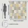 Modern Geometric Marble Print Shower Curtain with Polyester Bathroom Decor, Grey and Golden Mosaic Design, Machine Washable