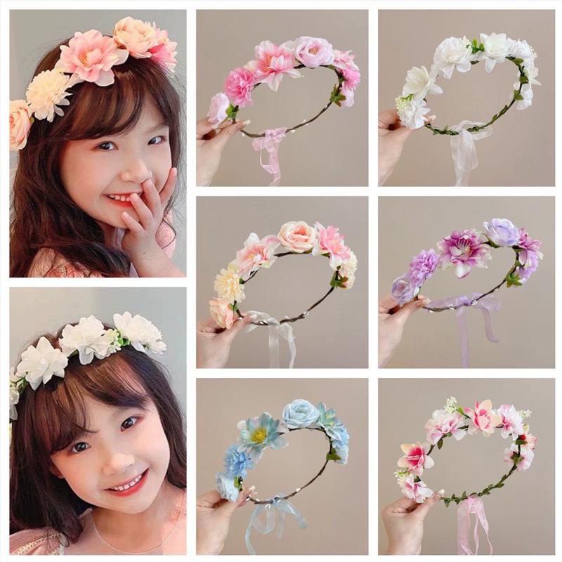 1PC Flower Headband Led Lights Hair Hoop Double-Sided Silk Floral Crown for Women Hair Headband Glowing Garland Light Up