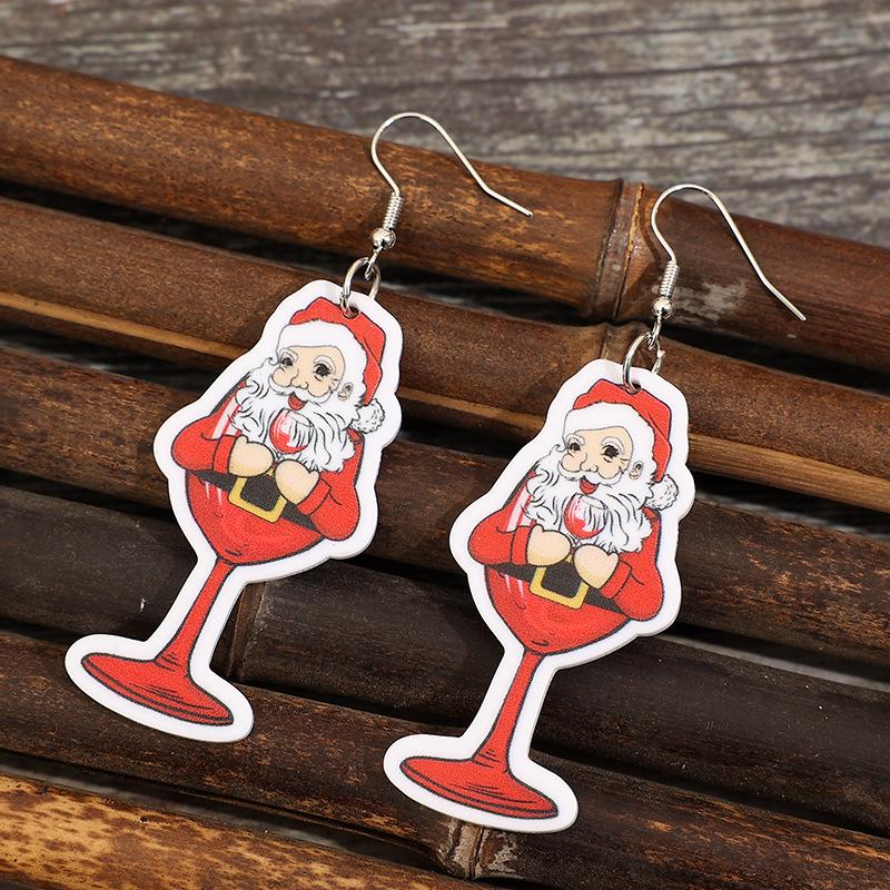 Cross-border Retro Cartoon Santa Claus Cup Earrings