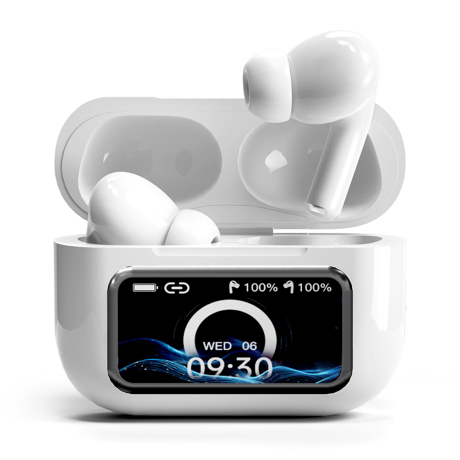 

Bluetooth Wireless Earphones with Touchscreen ANC Noise Equalizer AI Intelligent 40 Hours IPX7 Gaming Ideal for Commuting and & Cancellation, білий