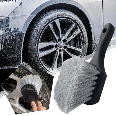 Grijze Korte Handvat Auto Bandenborstel Reinigingsborstel Korte Borstel Banden Auto's Borstel Naaf Accessoires Handvat Autowas K6S1