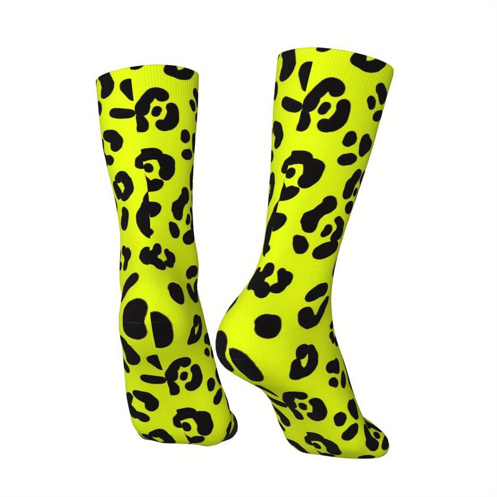 1 Pair Unisex Outdoor Sock Featuring Leopard Print Design,Mid-Calf Length,Machine Washable,Suitable for Outdoor Sport Enthusiast