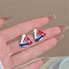 Hollow Triangle Contrast Color Stud Earrings for Women Statement New Trendy Enamel Glaze Geometric Brincos Party Jewelry