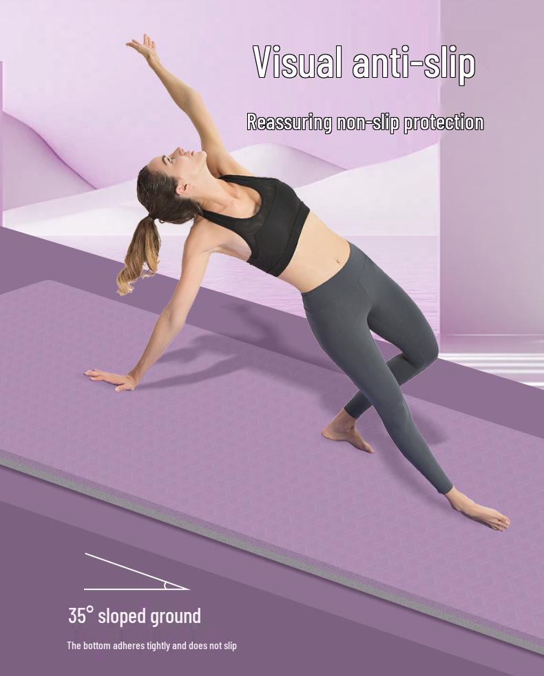 Widened Double Layer Non-Slip TPE Yoga Mat, Thick Fitness Mat, Soundproof Jump Rope & Home Dance Mat