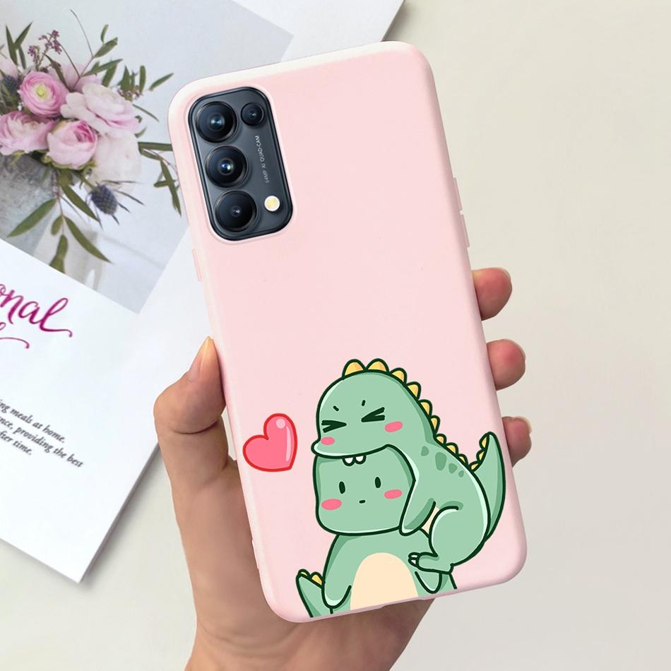 For OPPO Reno5 Pro 5G 4G Reno5 Phone Case Reno 5 5Pro CPH2201 CPH2145 Cute Cat Cartoon Candy Color Soft Silicone TPU Back Cover