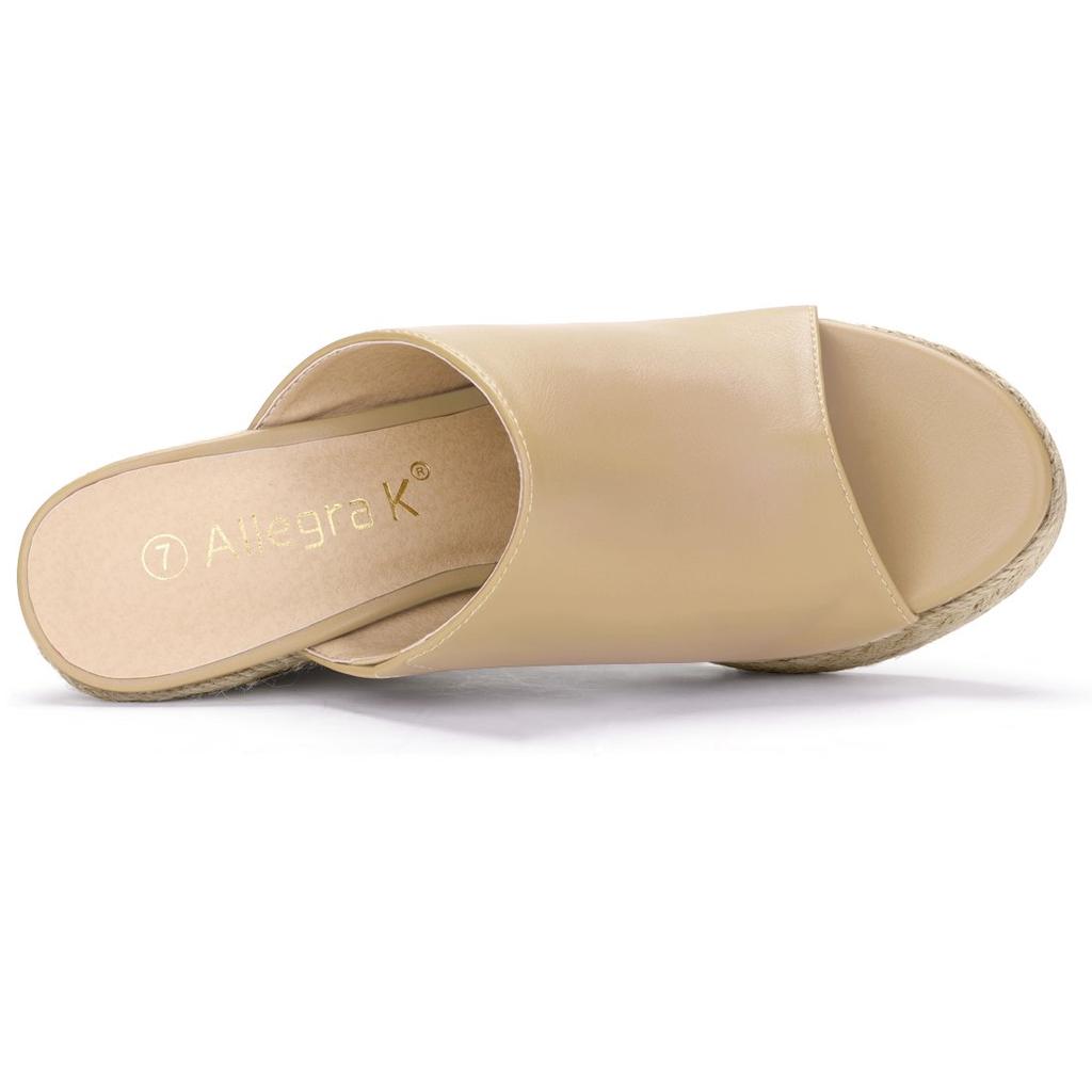 Allegra K Damplattformmules, Öppen tå, Kilklack, Nude, Storlek 24cm