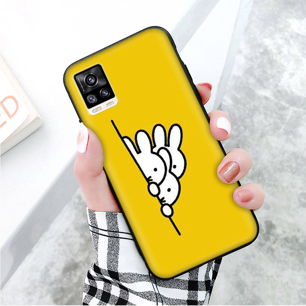 Black Case for Xiaomi Redmi 13C Note 9 iPhone XR 7 8 14 15 11 12 13 X XS Pro Max Samsung A25 S23 S24 FE Ultra Plus Miffy