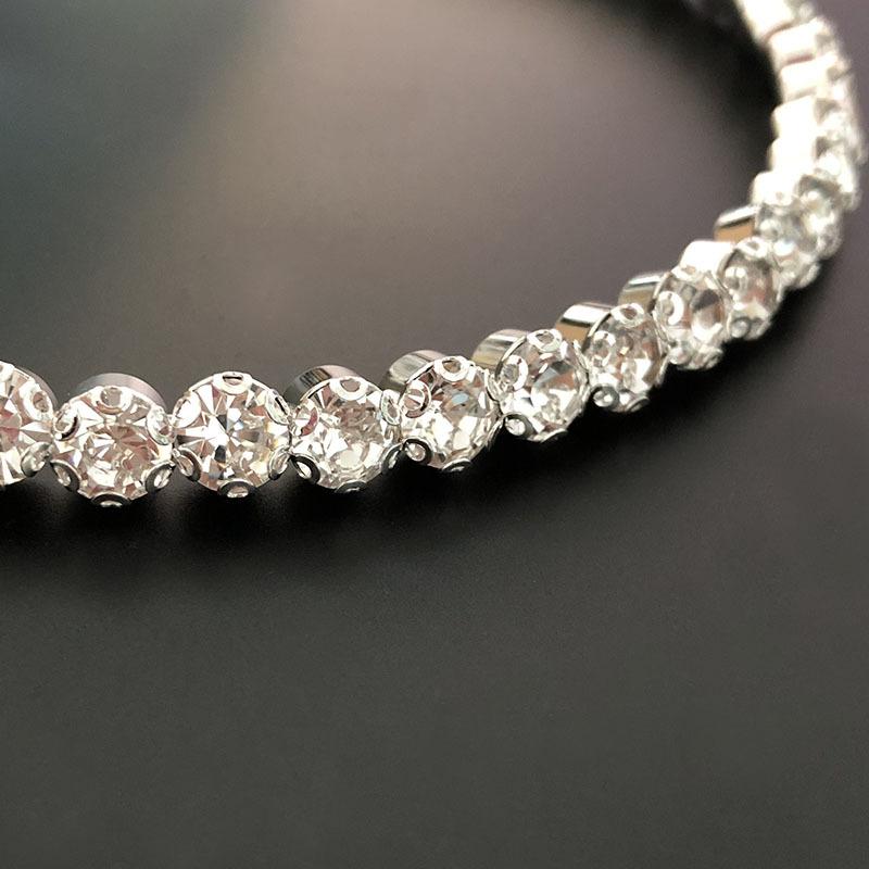 Luxury Round Cubic Zirconia Tennis Choker Necklace, Sparkling CZ Diamond Choker, Elegant Bridal Wedding Party Jewelry for Women