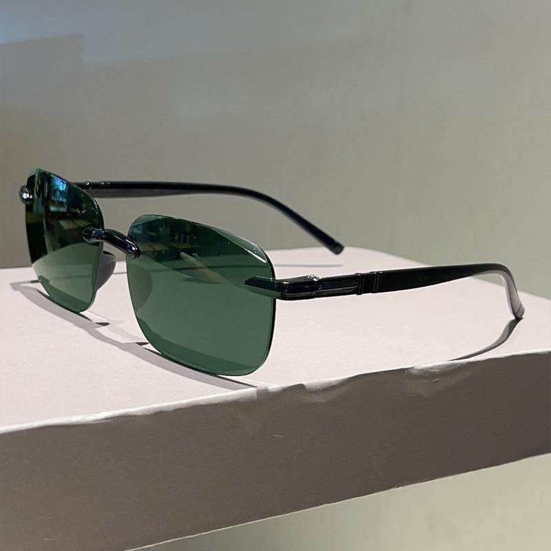 New Square Frameless Cut Edge Sunglasses for Driving and Fishing Trendy and Fashionable Anti Glare Sunglasses