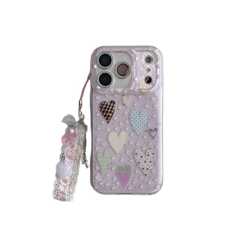 Colorful Glitter Hearts & Stars Phone Case for iPhone 17/16 Pro Max/15/14