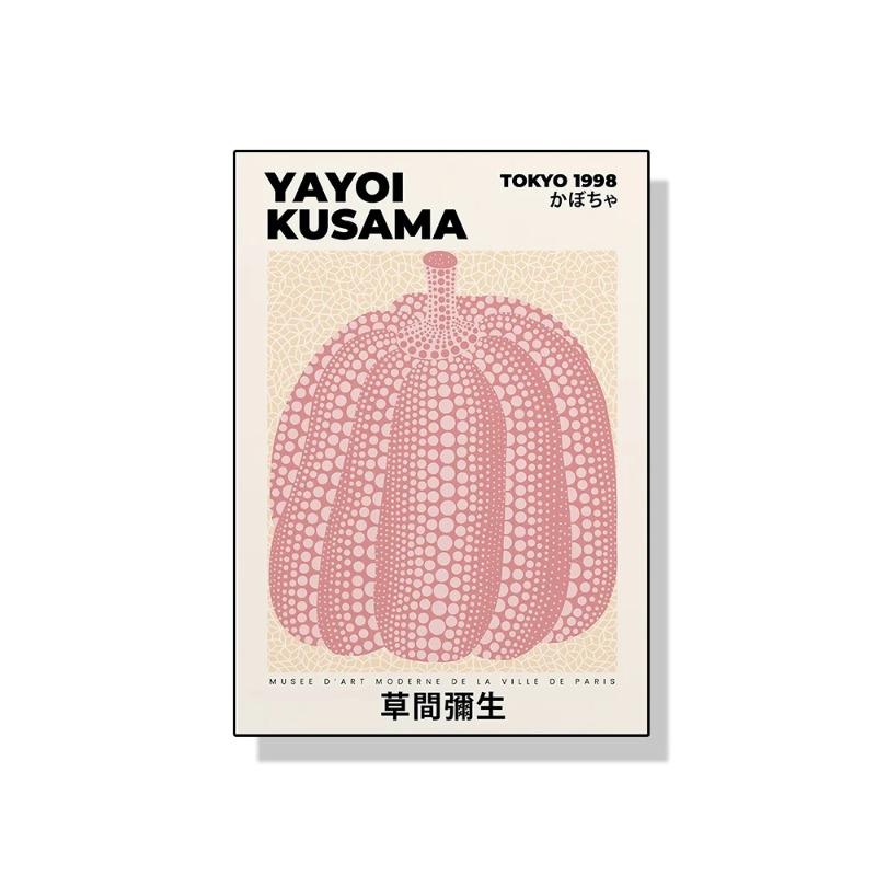 Yayoi Kusama Kunstausstellung Kürbisblume Wandkunst Poster Drucke Abstrakte Leinwandmalerei Bild für Modernes Zimmer Wohnkultur