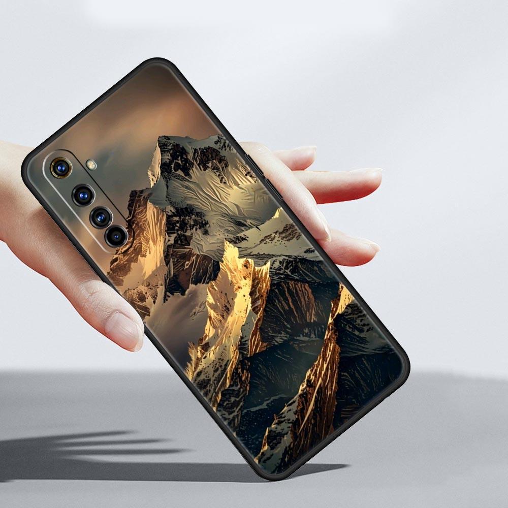 Black Mountain Peak Case For Realme C67 C63 C55 C53 C35 C25 C21 GT 2 3 5 6 10 11 12 13 Pro Plus 5G Soft TPU Phone Cover Fundas
