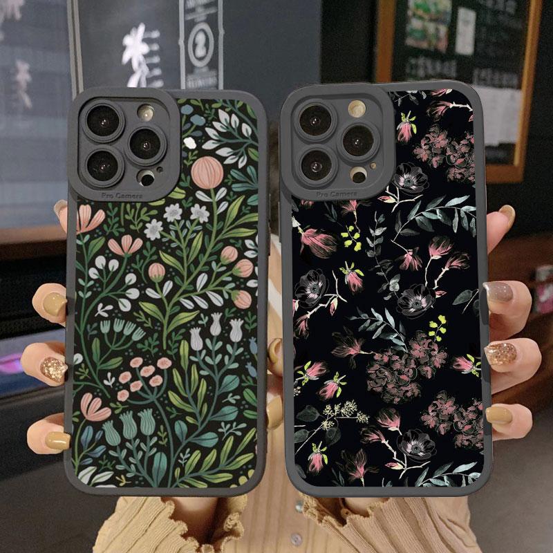 Flower Phone Case For iPhone 11 13 12 14 Pro Max 14 Plus 7 8 Plus SE 2020 XR X XS Full Graph Floral Soft Silicone Cover Fundas