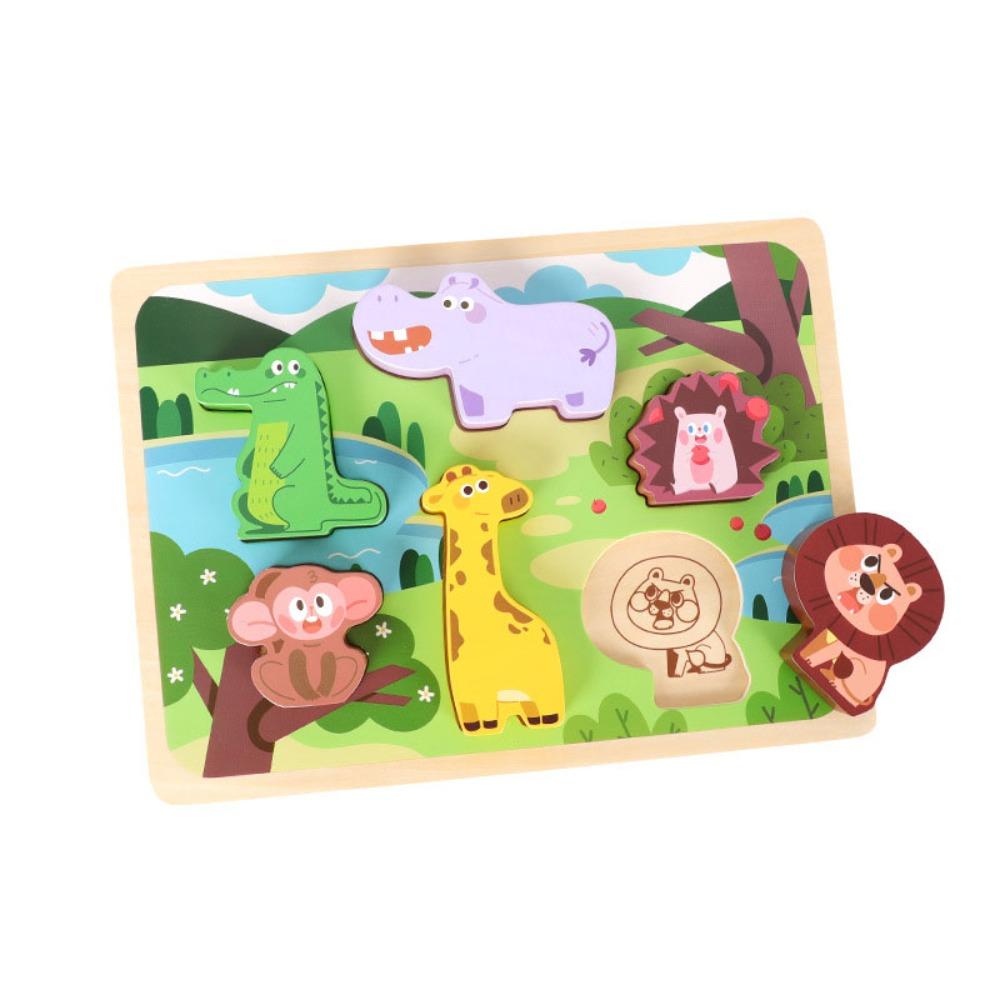 Puzzle Board Wooden Toys 3D Puzzles Pattern Cognitive Animal Jigsaw Toys  Kindergarten Kids