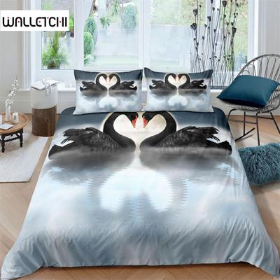 Love Swan Dekbedovertrek Romantische Beddengoedset Microfiber Dekbedovertrek King Full Voor Geliefde Stel Valentijnsdag Huis Kamer Decor
