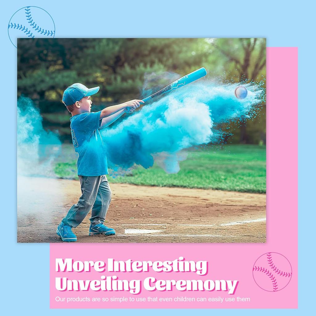 Gender Reveal Baseball Set, PINK & BLUE Powder Kit For Complete Surprise On Baby Boy Girl Gender Reveal Party