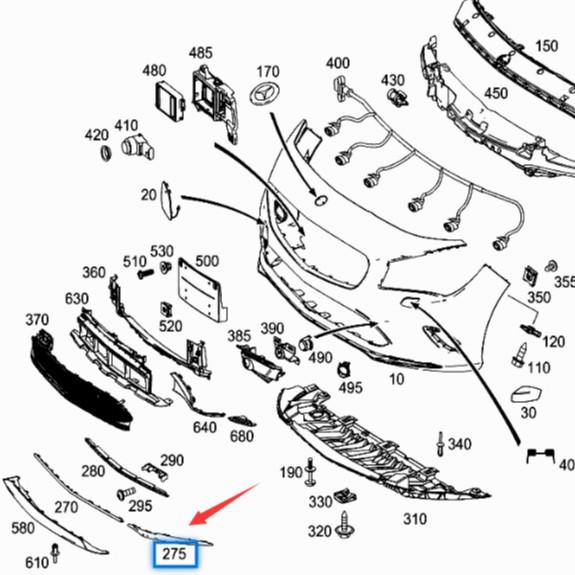 Mercedes-Benz CLA200/260 W117 Front Bumper Trim, Bright Black