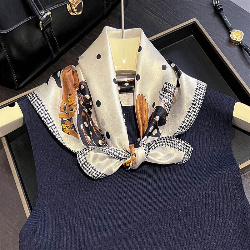 Luxury Shawl  100% Real Silk Square Scarf Women Designer Floral Print Neckerchief Female Hijab Bandana Headband