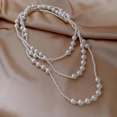 „125 cm lange mehrlagige Glasperlen-Wickelkette – mehrsträngiges Pullover-Accessoire“