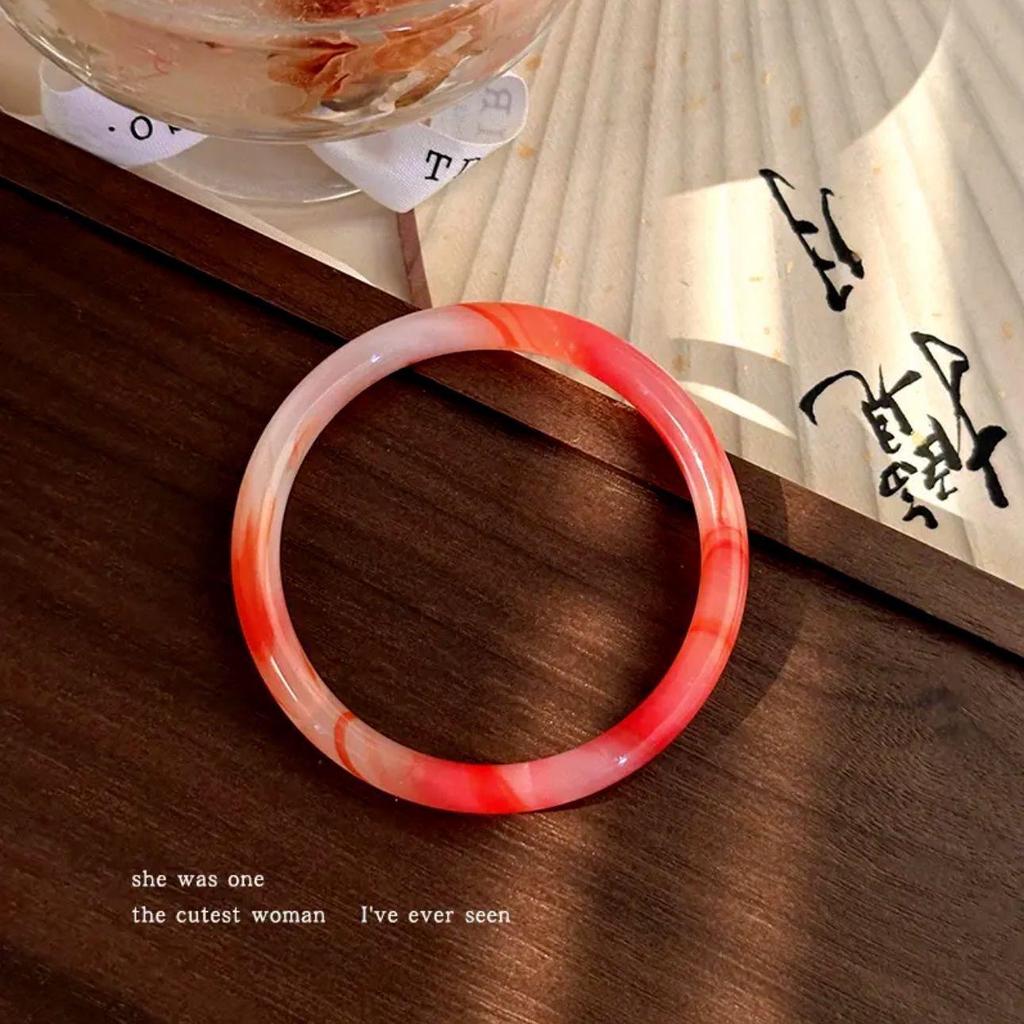 12mm White Moonlight Round Bar Thick Bracelet - New Chinese Style Cheongsam Accessory, Noble Concubine National Style.