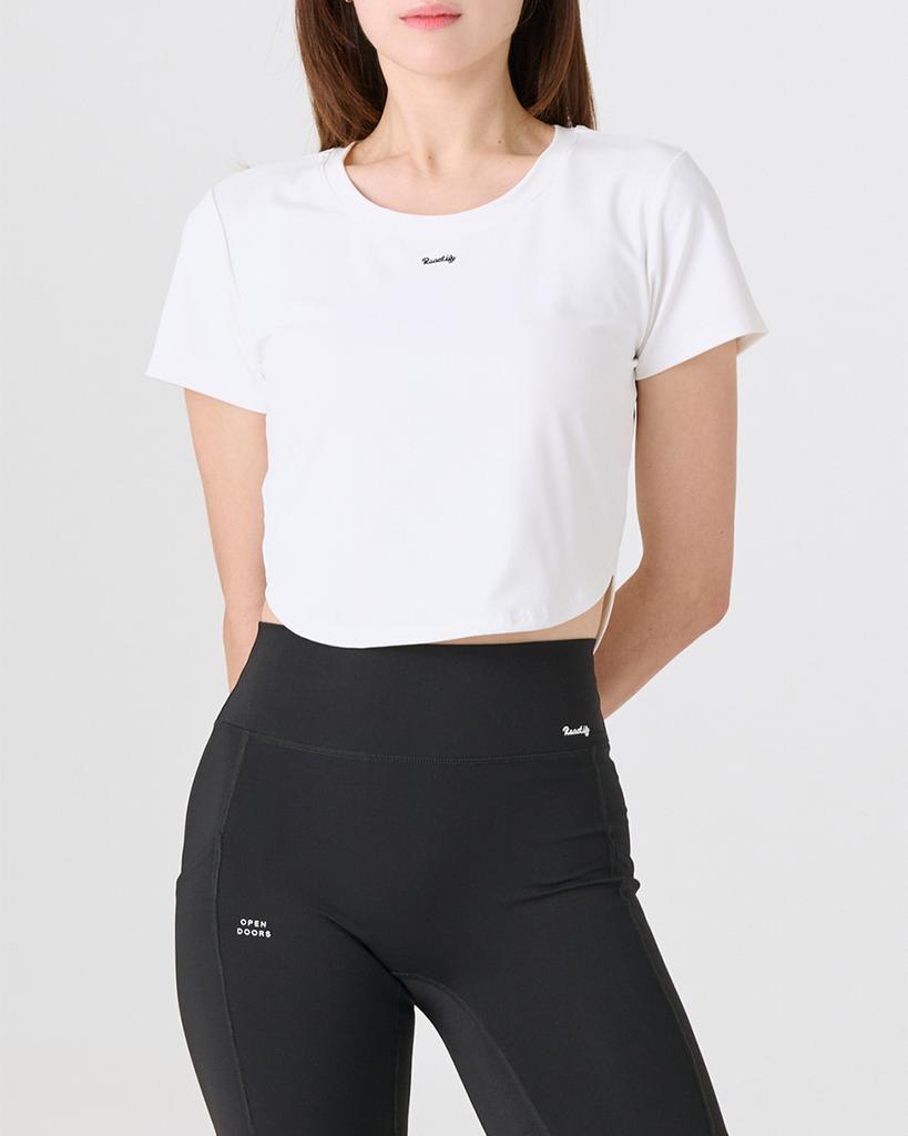 Liaaegtipai Womens Semi Cropped T-Shirt White
