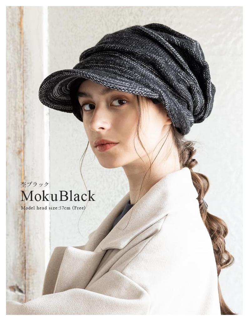 Wrinkle Knit Newsboy Cap with Plus Sizes for Women and Warm and Comfortable with Earmuffs One Heather Loo&c Brim, Men, (JP, Alphabet, Size, Black)