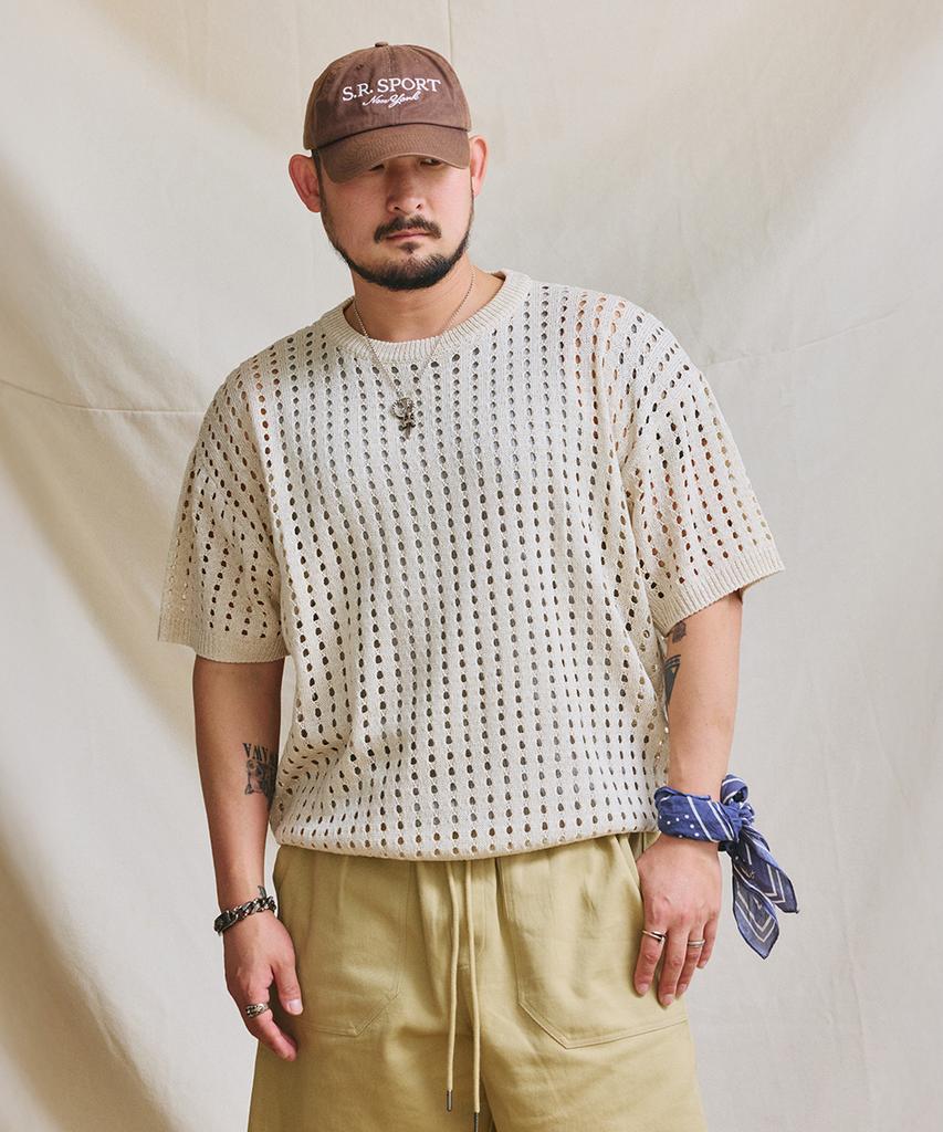 RUGGED HOUSE Tessuto di Lino Breeze Maglia a Rete Beige