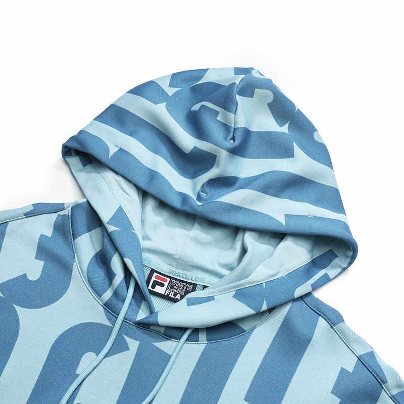 FILA All Over Print Loose Casual Knit Hoodie Men hoodies Light-Mist-Blue F11M319210F-LB