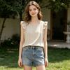 Women Tops Loose Fit Ruffle Sleeve Vest