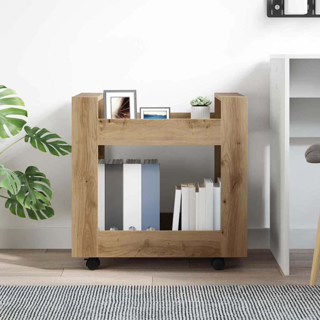 Artisan Oak Mobile Desk Cart 60 x 45 x 60 cm Engineered Wood