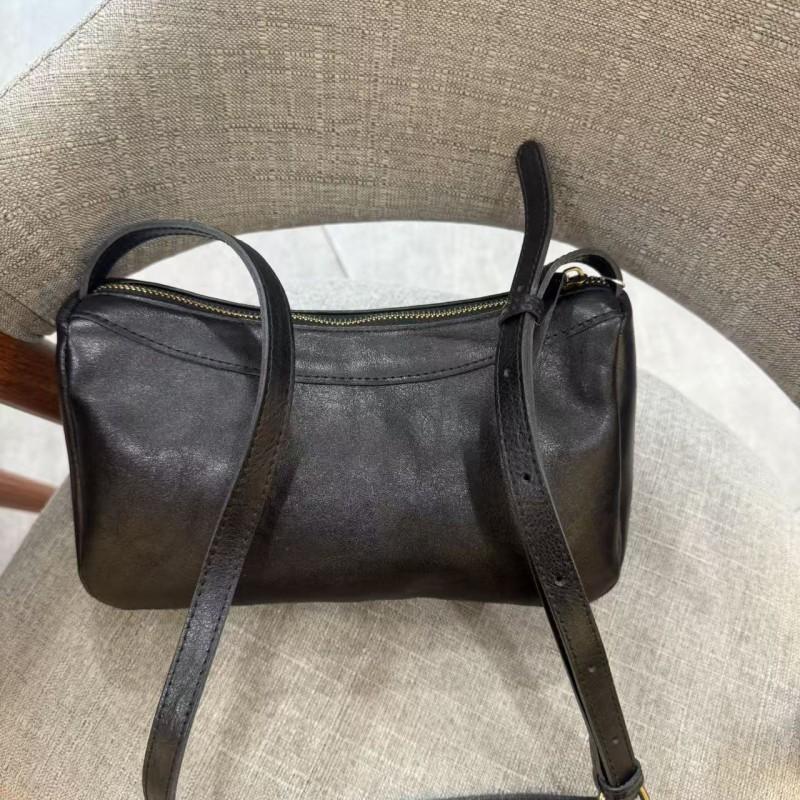 

High-end Retro Tree Cream Vegetable Tanned Cowhide Pillow Bag Women s All-matching Authentic Leather Shoulder 26x10x16CM чёрный