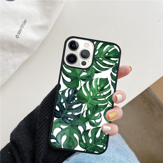Monstera Blüte Tropische Grüne Blätter Handyhülle Cover für iPhone 17 Air 16 15 14 13 11 12 Pro Max PlusS Hülle