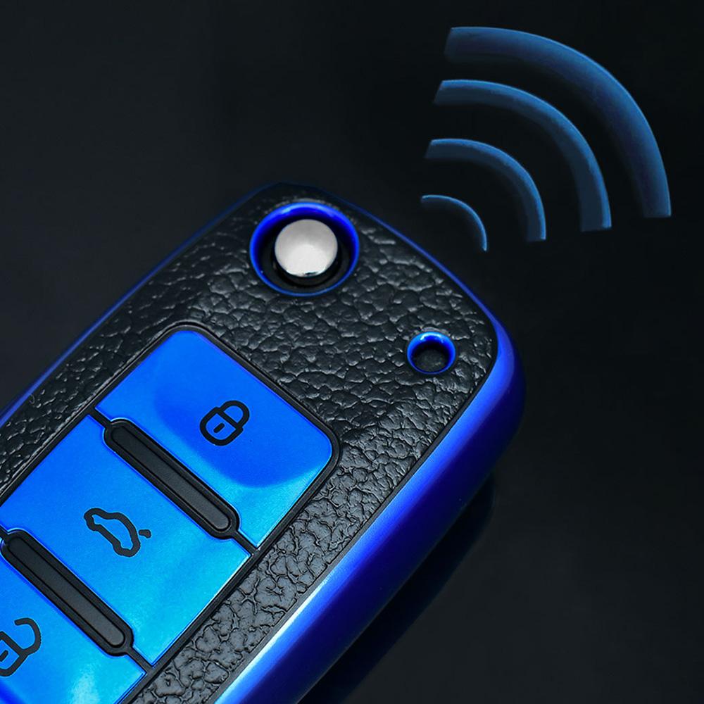 Leather Tpu Car Key Case Cover For Volkswagen Vw Polo Golf Passat Tiguan Beetle Caddy T5 Up Eos Skoda Octavia Seat Leon Altea