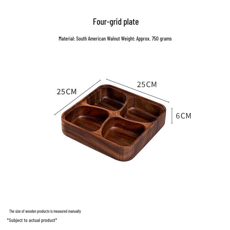 Solid Walnut Wooden Fruit & Salad Bowl - Round Plate for Dining & Household Use