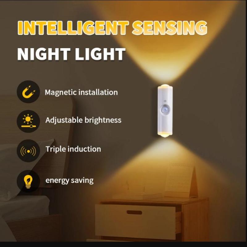 Lampă de perete magnetică reîncărcabilă cu LED, senzor de mișcare, lumină de culoare, lumină de noapte, lumini automate pentru cameră