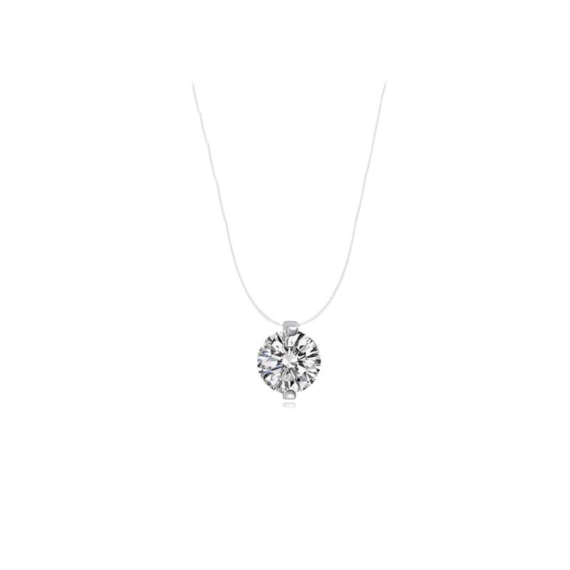 

925 Sterling Silver AAA Zircon Crystal Pendant Choker Necklace Transparent Fishing Line 2026 Fine Jewelry For Women Wedding Gift